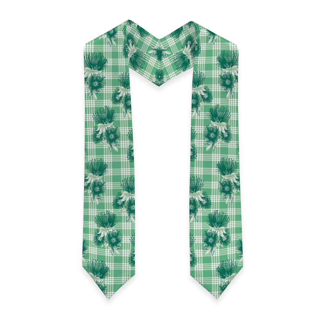 Green Palaka Hawaii Graduation Stole Hawaiian Lehua Blossoms LT05 - Polynesian Pride