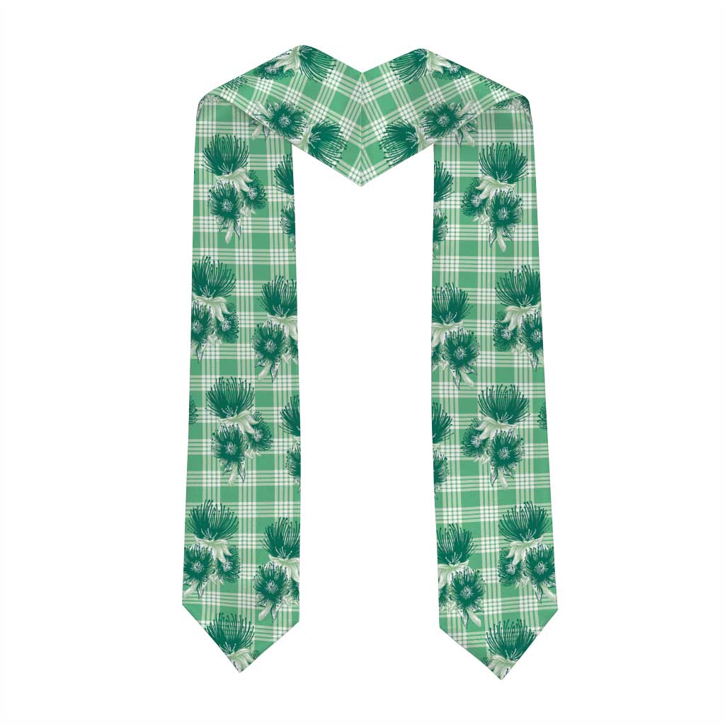 Green Palaka Hawaii Graduation Stole Hawaiian Lehua Blossoms LT05 - Polynesian Pride