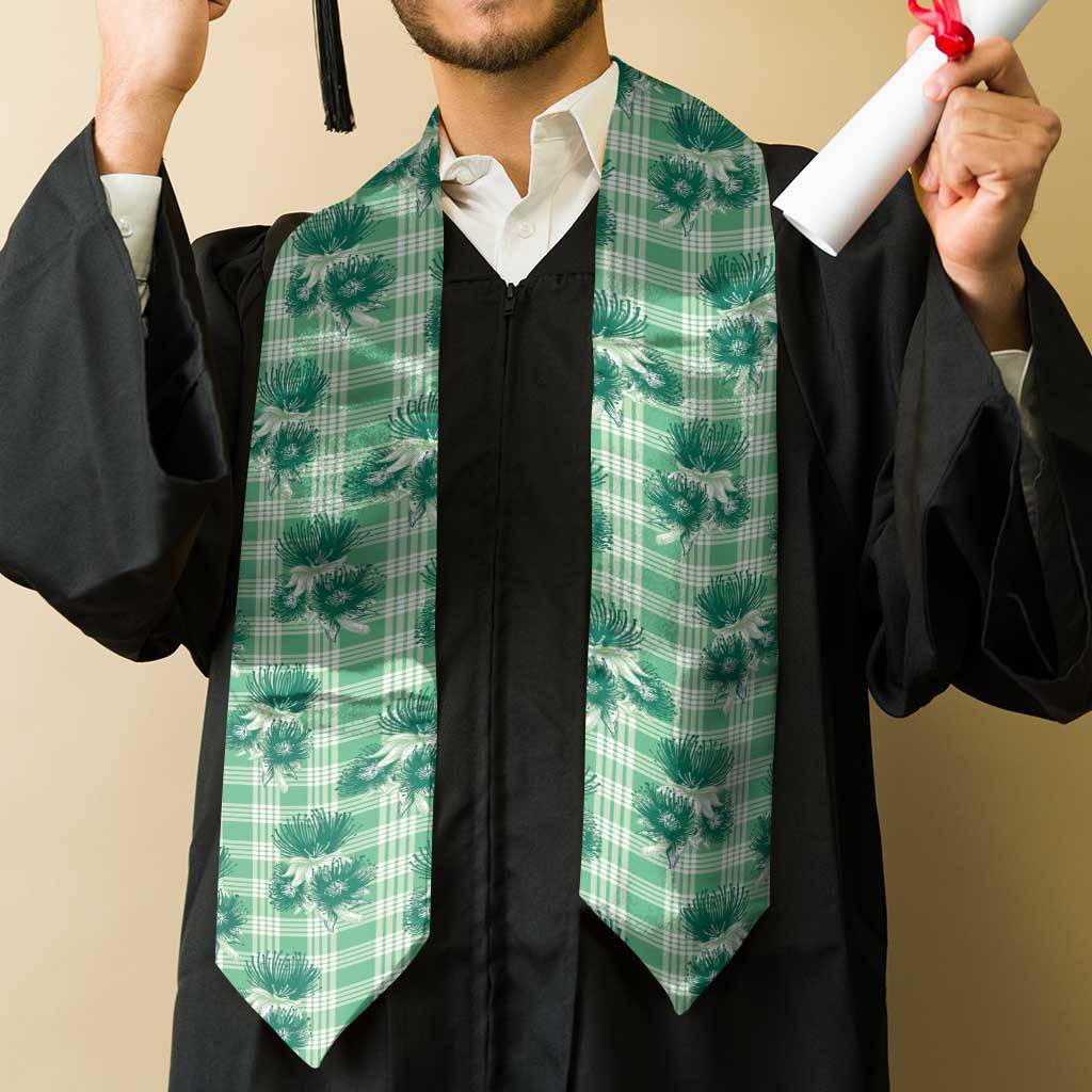 Green Palaka Hawaii Graduation Stole Hawaiian Lehua Blossoms LT05 - Polynesian Pride