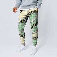 Green Palaka Hawaii Jogger Pants Kukui Nut Pikake Lei Hawaiian Tapa Pattern LT14 - Polynesian Pride