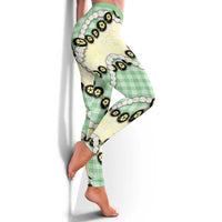 Green Palaka Hawaii Leggings Kukui Nut Pikake Lei Hawaiian Tapa Pattern LT14 - Polynesian Pride