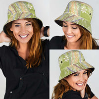 Green Palaka Hawaii Leis Bucket Hat Hawaiian-plaid Elegant Tropical Vibes - Polynesian Pride