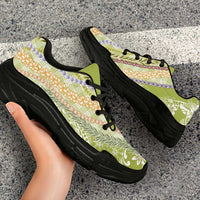 Green Palaka Hawaii Leis Chunky Sneakers Hawaiian-plaid Elegant Tropical Vibes LT14 - Polynesian Pride