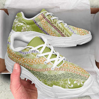 Green Palaka Hawaii Leis Chunky Sneakers Hawaiian-plaid Elegant Tropical Vibes LT14 - Polynesian Pride