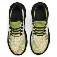Green Palaka Hawaii Leis Clunky Sneakers Hawaiian-plaid Elegant Tropical Vibes