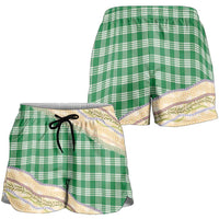 Green Palaka Hawaii Leis Elegant Vibes Shorts for Women LT14 - Polynesian Pride