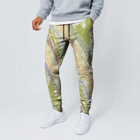 Green Palaka Hawaii Leis Jogger Pants Hawaiian-plaid Elegant Tropical Vibes LT14 - Polynesian Pride