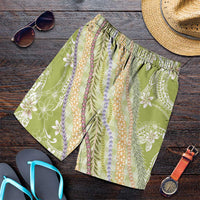 Green Palaka Hawaii Leis Shorts for Men Hawaiian-plaid Elegant Tropical Vibes LT14 Green - Polynesian Pride