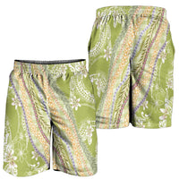 Green Palaka Hawaii Leis Shorts for Men Hawaiian-plaid Elegant Tropical Vibes LT14 - Polynesian Pride