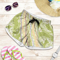 Green Palaka Hawaii Leis Shorts for Women Hawaiian-plaid Elegant Tropical Vibes LT14 Green - Polynesian Pride