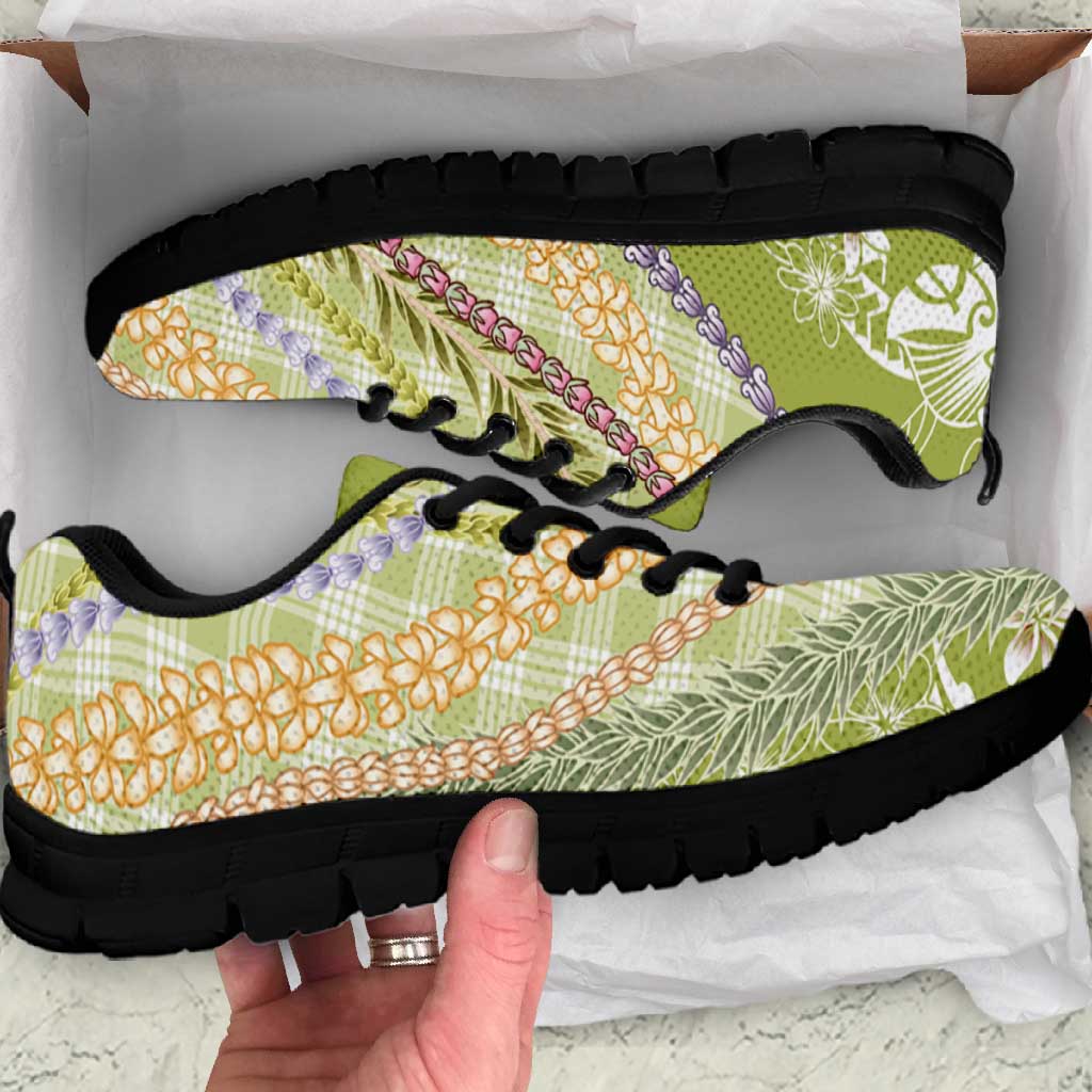 Green Palaka Hawaii Leis Sneakers Hawaiian-plaid Elegant Tropical Vibes LT14 Green - Polynesian Pride