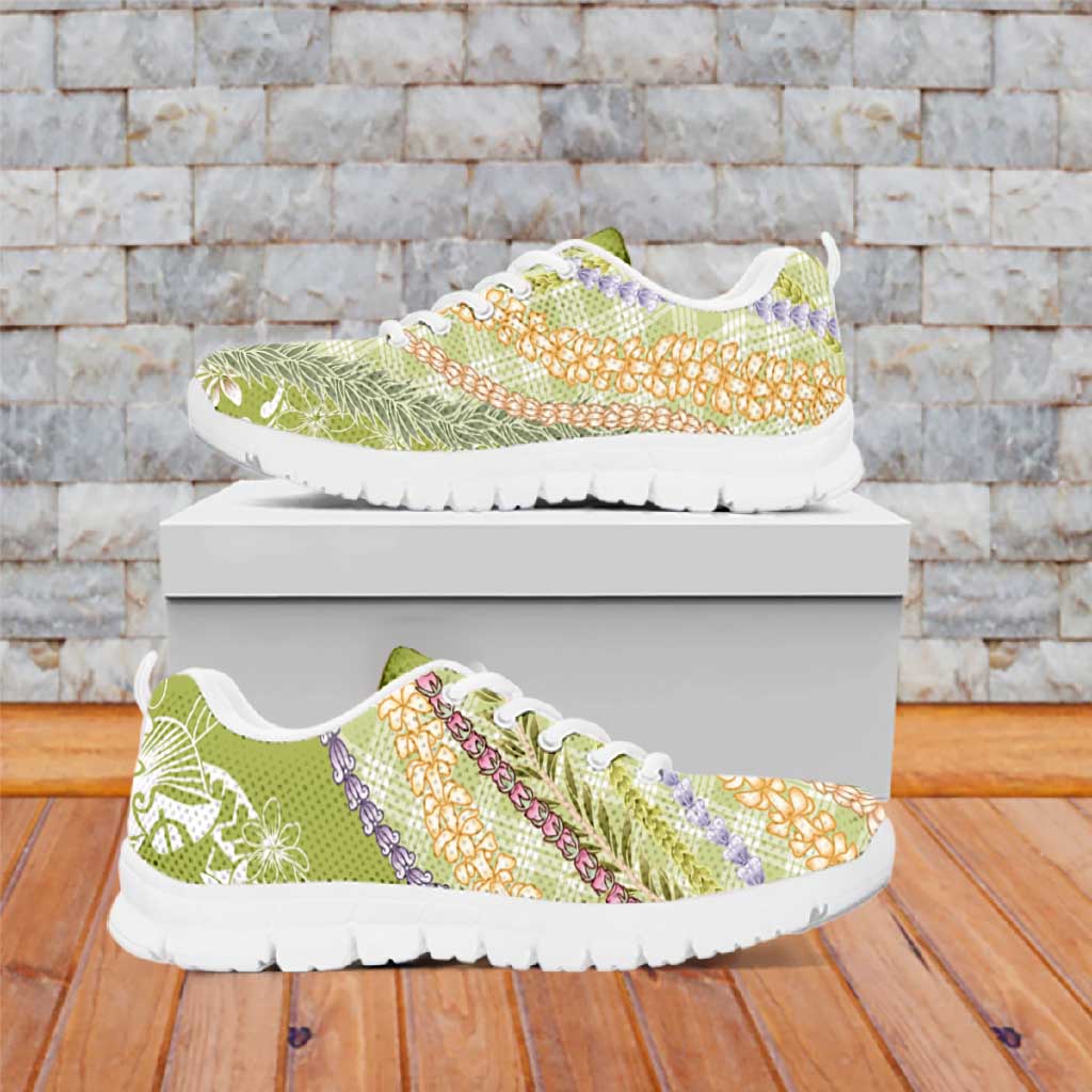 Green Palaka Hawaii Leis Sneakers Hawaiian-plaid Elegant Tropical Vibes LT14 Green - Polynesian Pride