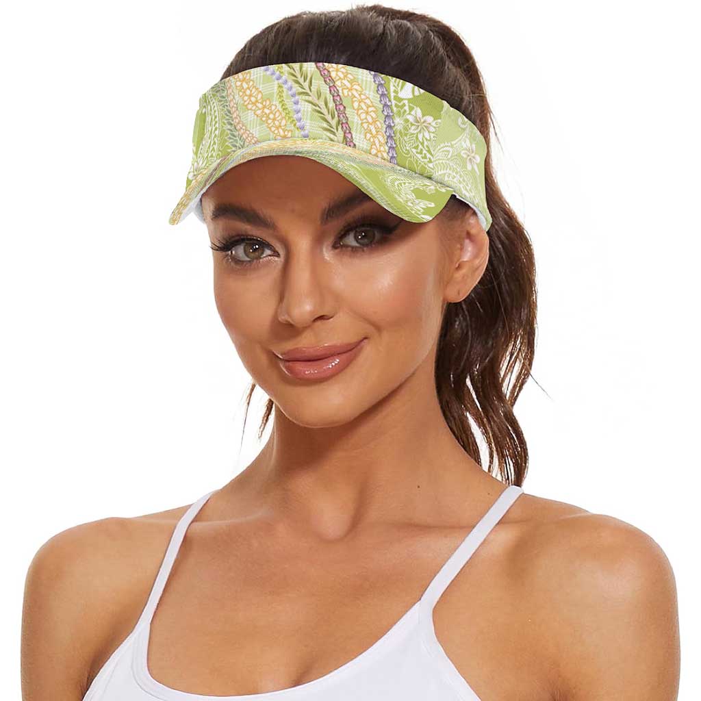 Green Palaka Hawaii Leis Sun Visor Cap Hawaiian-plaid Elegant Tropical Vibes LT14 - Polynesian Pride