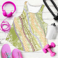 Green Palaka Hawaii Leis Women Racerback Tank Hawaiian-plaid Elegant Tropical Vibes LT14 Green - Polynesian Pride