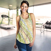 Green Palaka Hawaii Leis Women Racerback Tank Hawaiian-plaid Elegant Tropical Vibes LT14 - Polynesian Pride