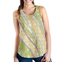 Green Palaka Hawaii Leis Women Racerback Tank Hawaiian-plaid Elegant Tropical Vibes LT14 - Polynesian Pride