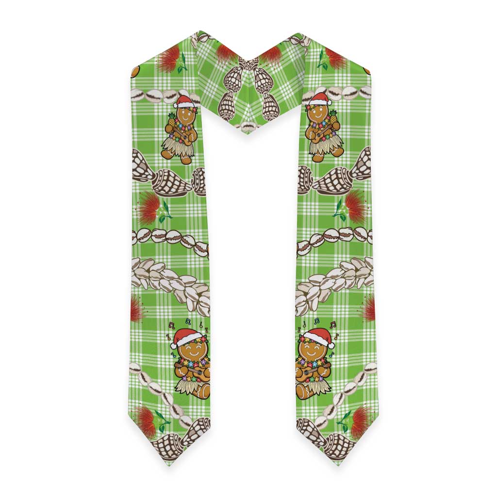 Green Palaka Hawaii Mele Kalikimaka Graduation Stole Ohia Lehua Shell Leis Funny Gingerbread Santa LT14 - Polynesian Pride