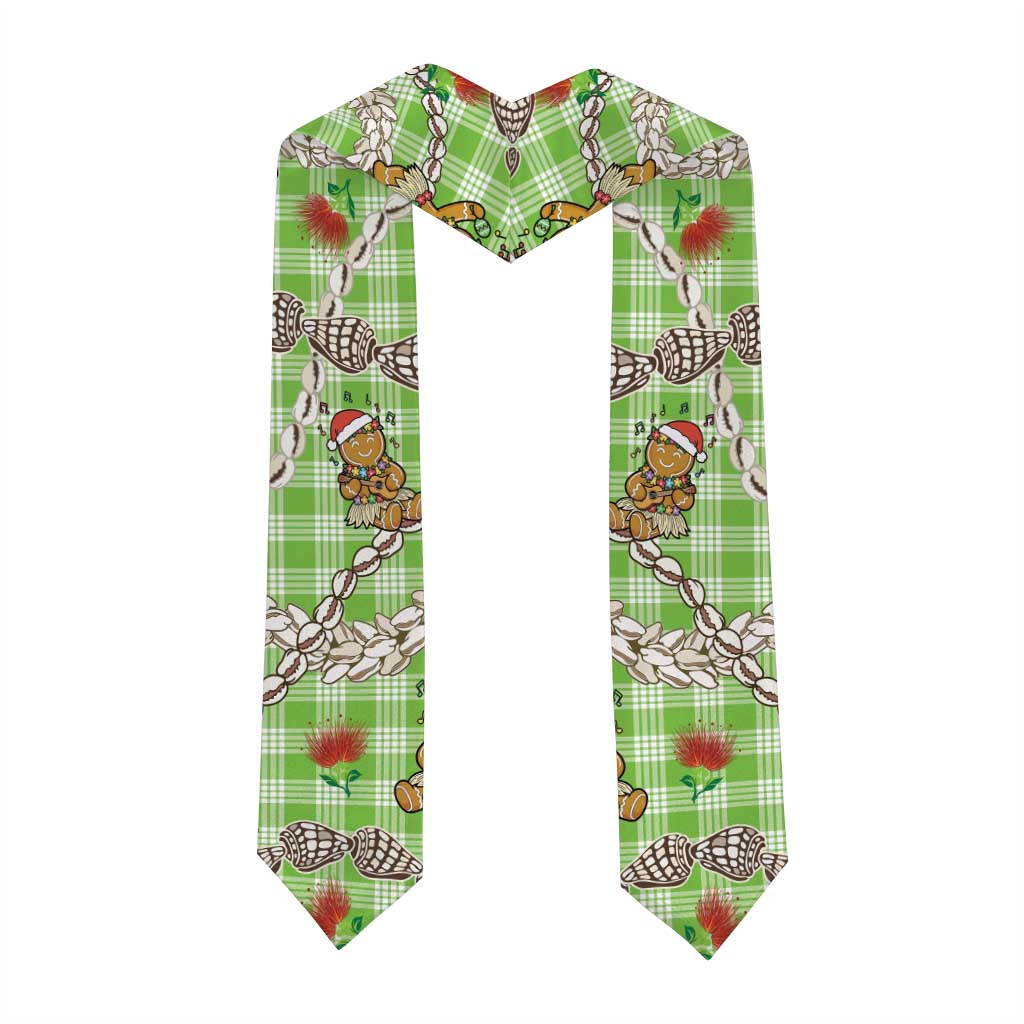 Green Palaka Hawaii Mele Kalikimaka Graduation Stole Ohia Lehua Shell Leis Funny Gingerbread Santa LT14 - Polynesian Pride