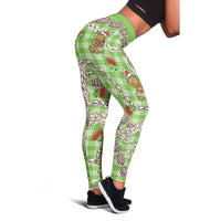 Green Palaka Hawaii Mele Kalikimaka Leggings Ohia Lehua Shell Leis Funny Gingerbread Santa - Polynesian Pride