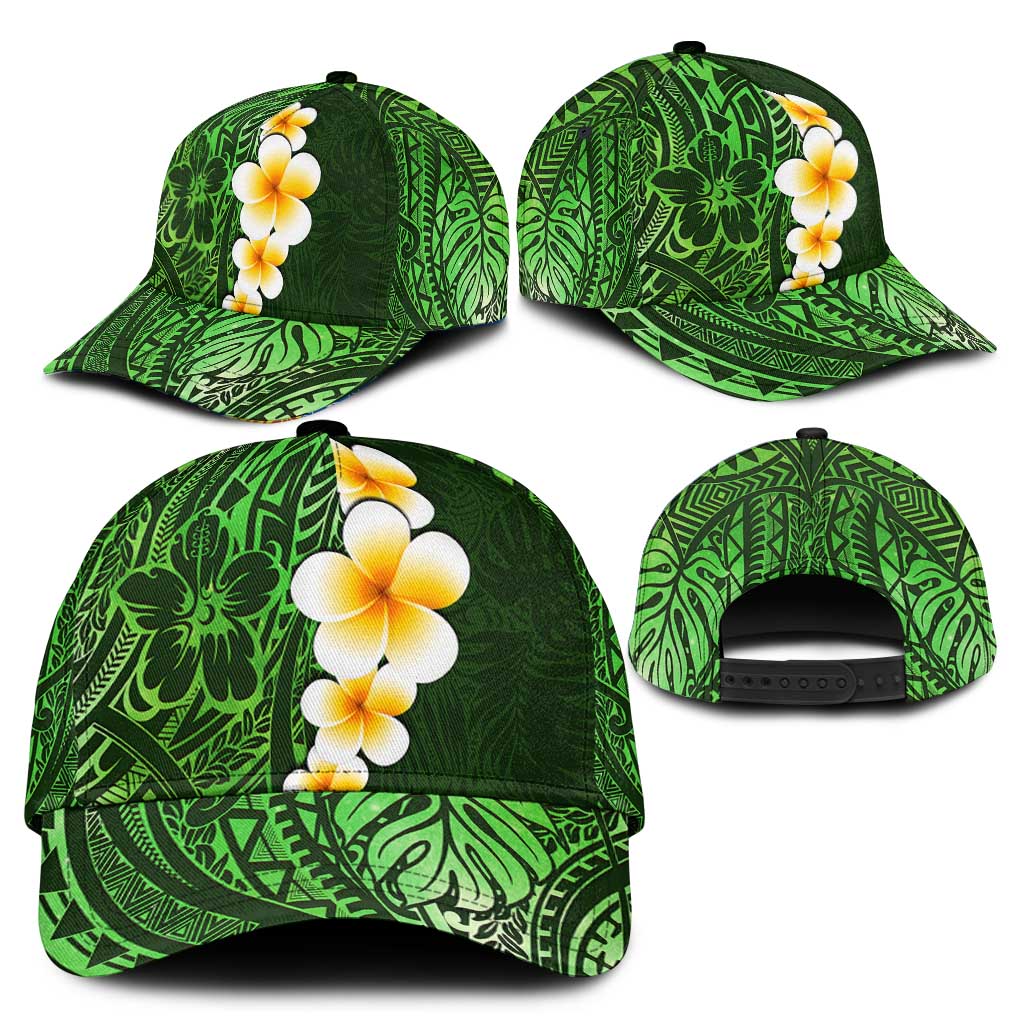 Green Polynesia Classic Cap Plumeria Tropical Leaves With Galaxy Polynesian Art LT14