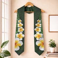 Green Polynesia Graduation Stole Plumeria Tropical Leaves With Galaxy Polynesian Art LT14 One Size Green - Polynesian Pride