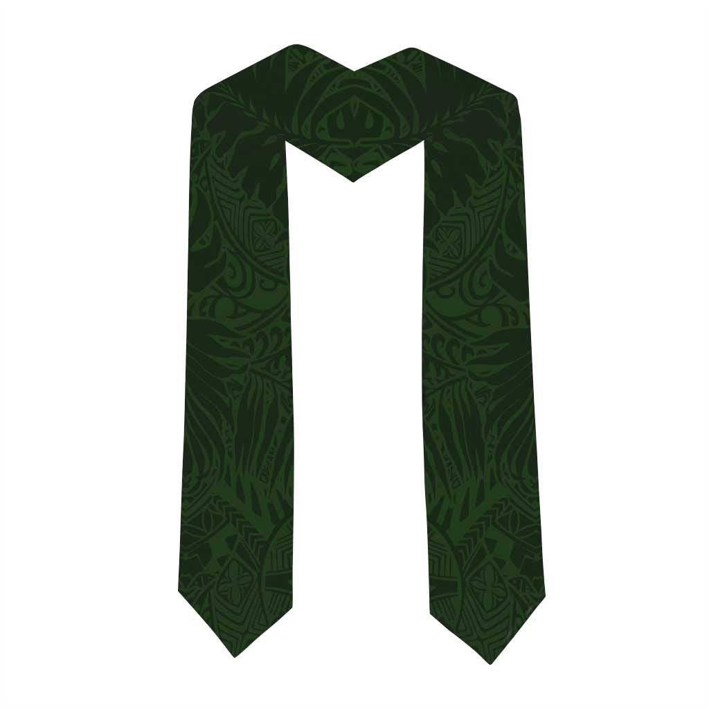 Green Polynesia Graduation Stole Plumeria Tropical Leaves With Galaxy Polynesian Art LT14 - Polynesian Pride