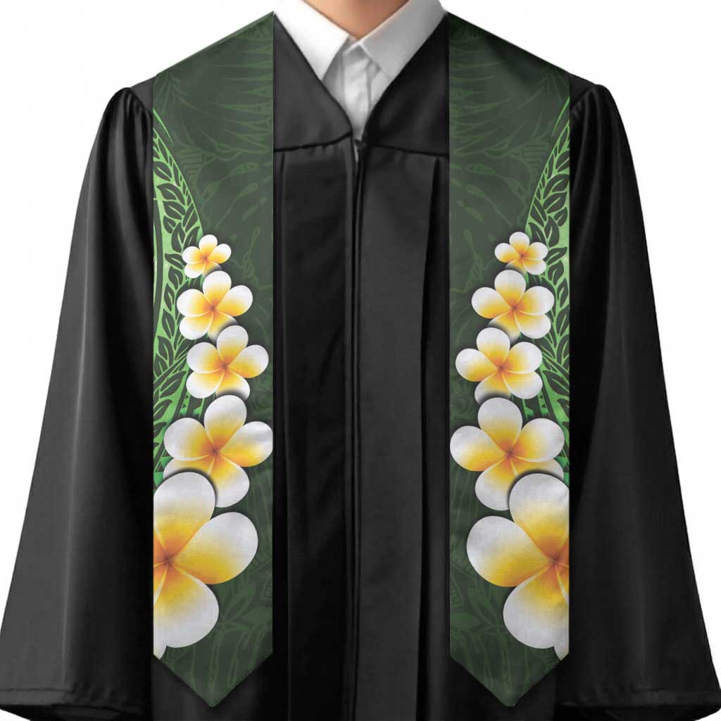 Green Polynesia Graduation Stole Plumeria Tropical Leaves With Galaxy Polynesian Art LT14 - Polynesian Pride
