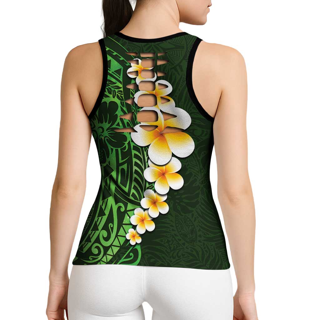 Green Polynesia Hollow Tank Top Plumeria Tropical Leaves Galaxy Polynesian Art LT14 - Polynesian Pride