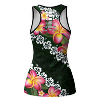 Green Polynesia Hollow Tank Top Plumeria With Hibiscus Pattern Tropical Vibes LT14 - Polynesian Pride