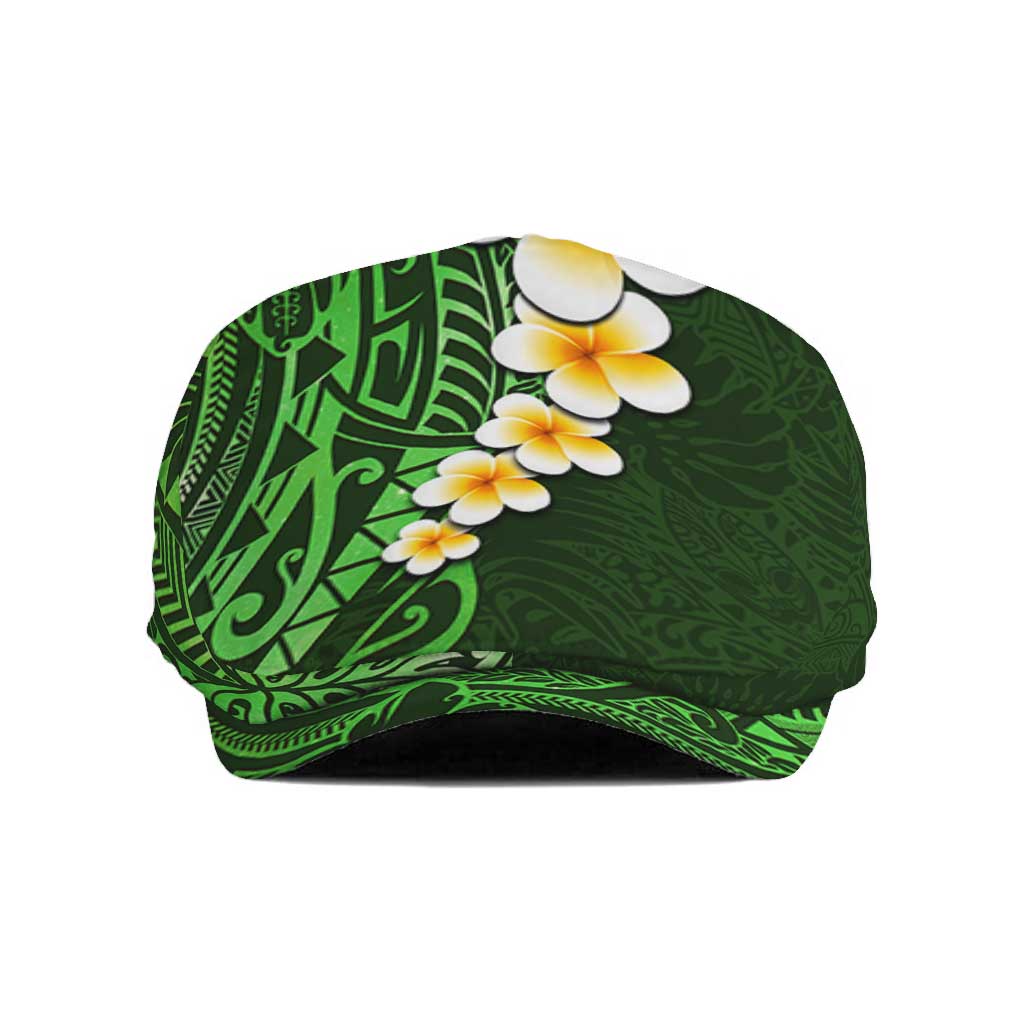 Green Polynesia Jeff Hat Plumeria Tropical Leaves Galaxy Polynesian Art - Polynesian Pride