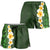 Green Polynesia Shorts for Women Plumeria Tropical Leaves With Galaxy Polynesian Art - Polynesian Pride