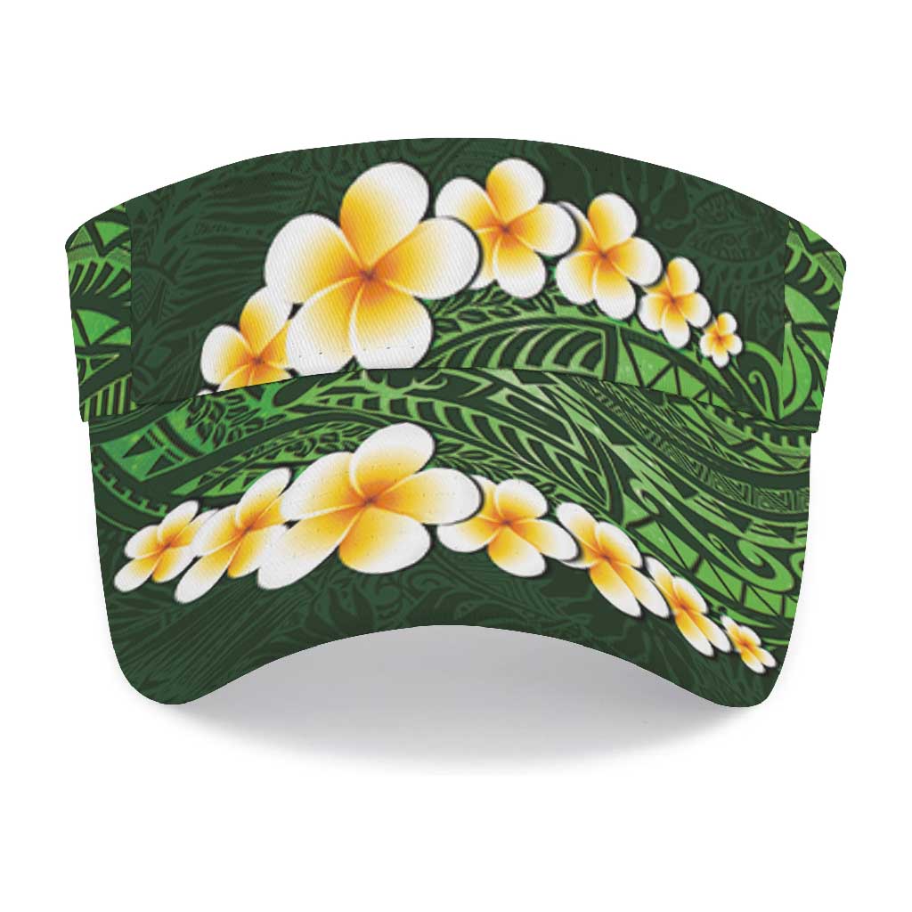 Green Polynesia Sun Visor Cap Plumeria Tropical Leaves With Galaxy Polynesian Art LT14 - Polynesian Pride