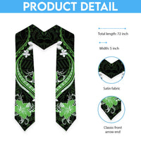 Green Polynesian Pattern With Tropical Flowers Graduation Stole LT05 - Polynesian Pride