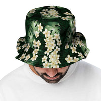 Green Tropical Hawaii Bucket Hat Seamless Monstera Plumeria Hawaiian Pattern - Polynesian Pride