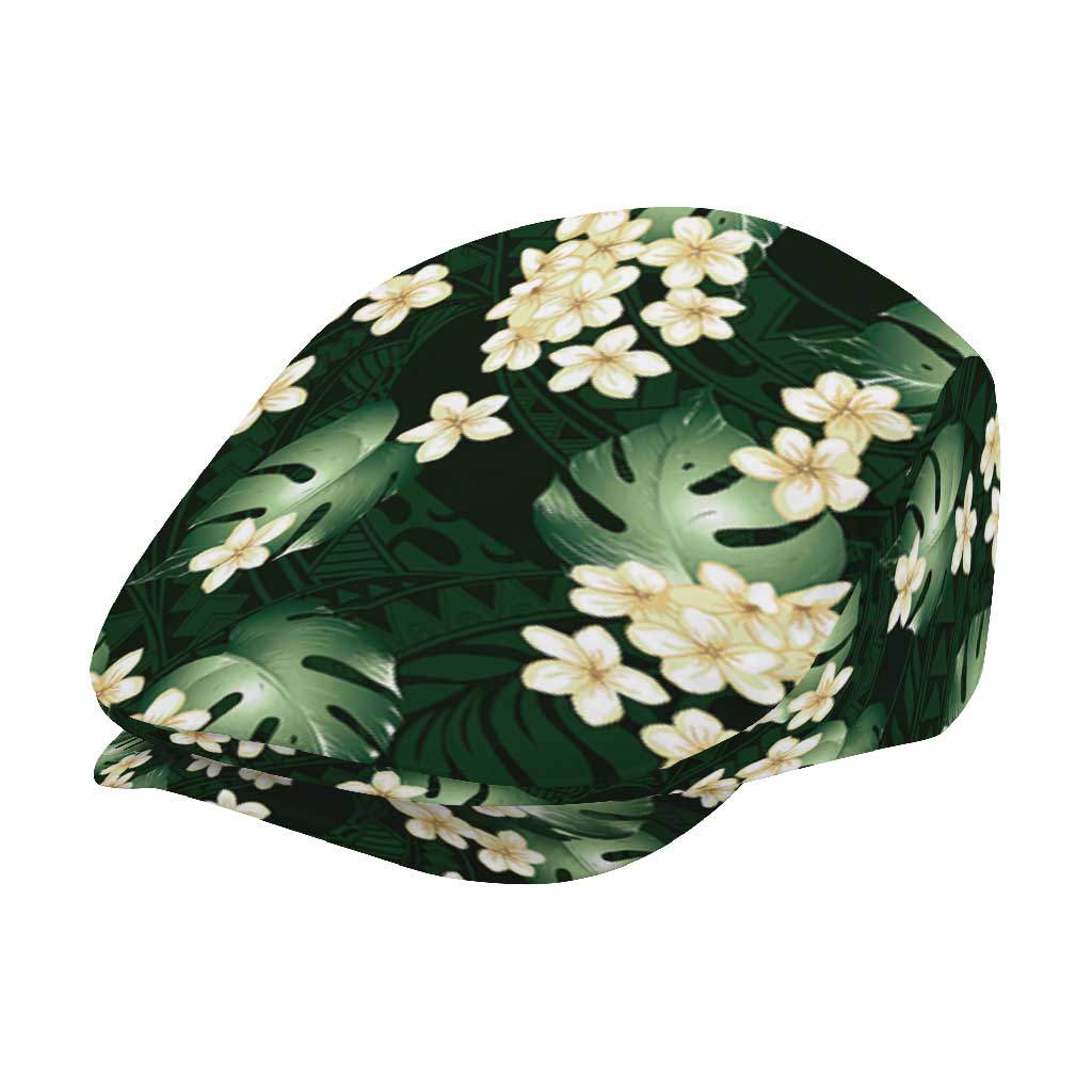 Green Tropical Hawaii Jeff Hat Seamless Monstera Plumeria Hawaiian Pattern - Polynesian Pride