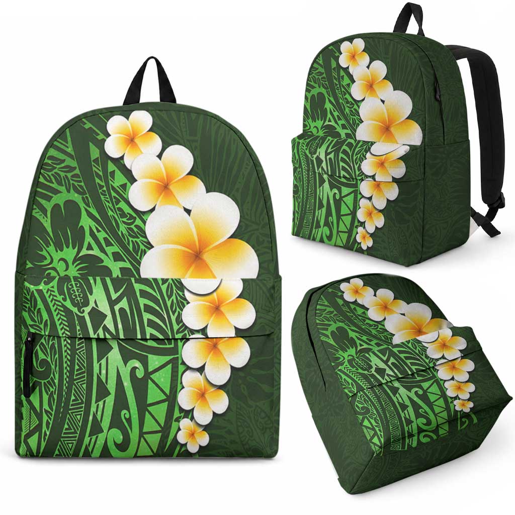 Green Tropical Plumeria With Galaxy Polynesian Art Backpack LT14 - Polynesian Pride