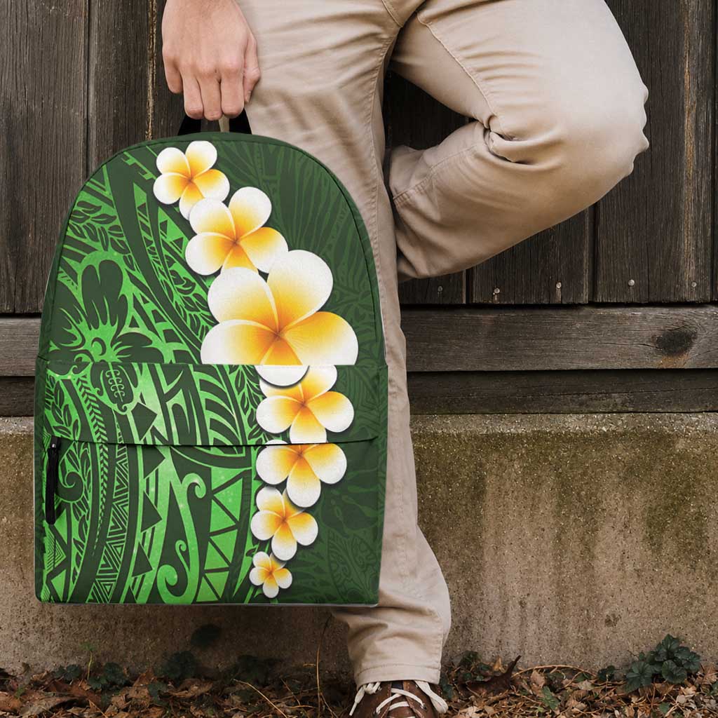 Green Tropical Plumeria With Galaxy Polynesian Art Backpack LT14 - Polynesian Pride