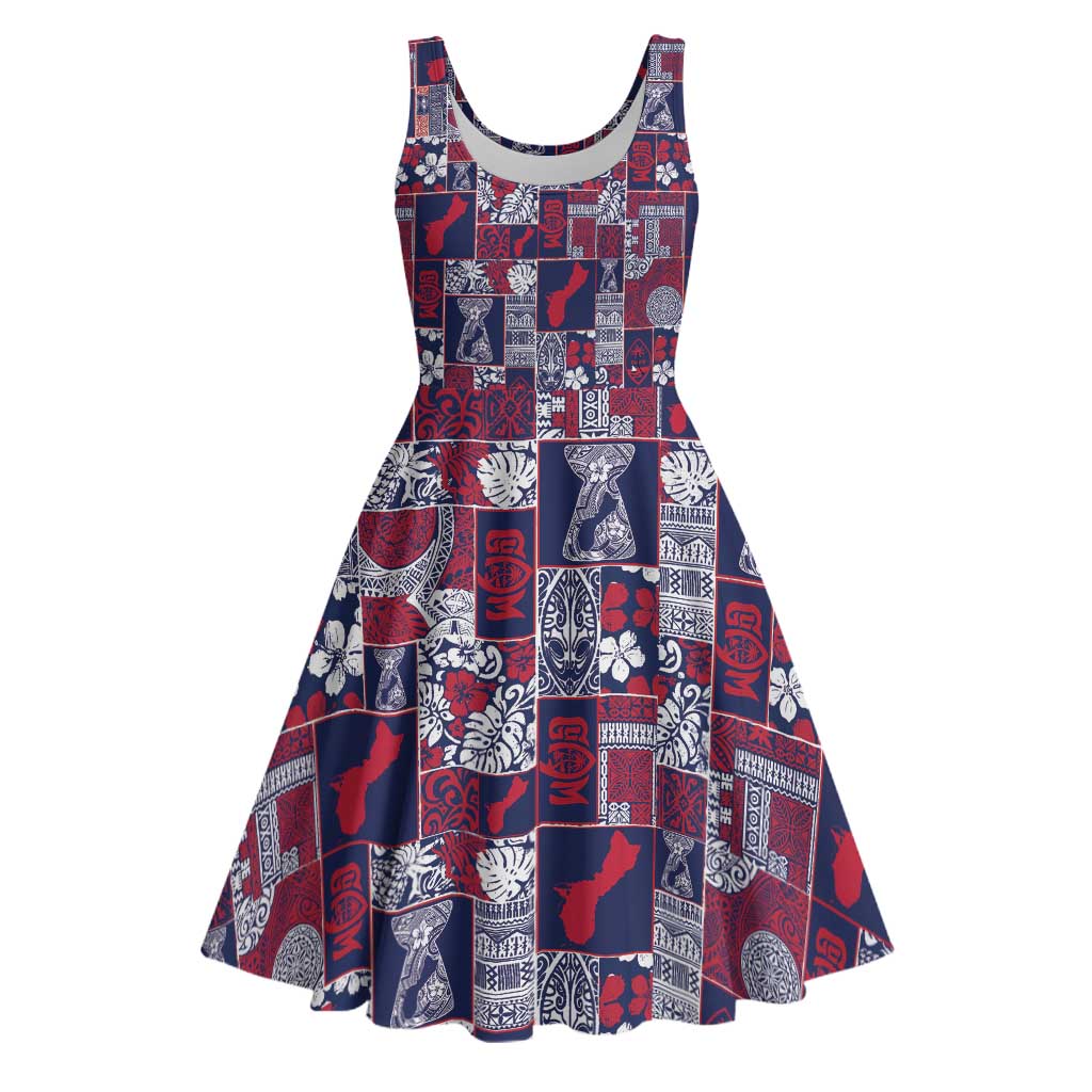 Guam Felis Pasgua Midi Dress Pacific Patchwork Xmas Vibes - Polynesian Pride