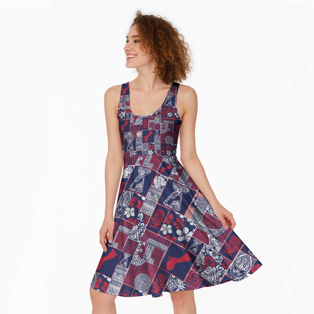 Guam Felis Pasgua Midi Dress Pacific Patchwork Xmas Vibes - Polynesian Pride