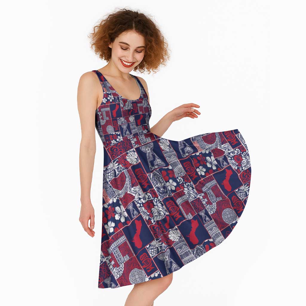 Guam Felis Pasgua Midi Dress Pacific Patchwork Xmas Vibes - Polynesian Pride