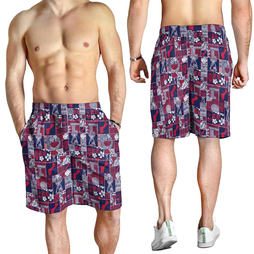 Guam Felis Pasgua Shorts for Men Pacific Patchwork Xmas Vibes - Polynesian Pride