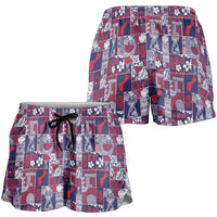 Guam Felis Pasgua Shorts for Women Pacific Patchwork Xmas Vibes - Polynesian Pride