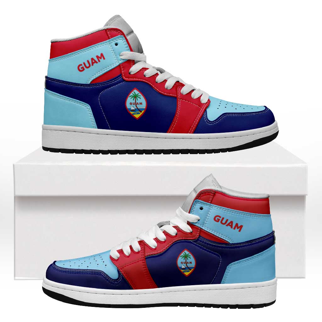 Guam High Sneakers AJ1 Coat Of Arms Flag Inspired LT05 Navy - Polynesian Pride
