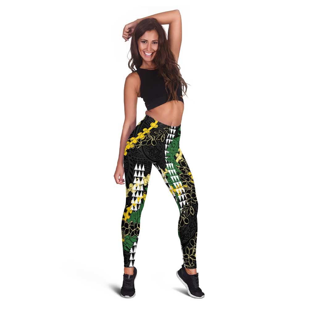 Hawaii Aloha Kakau Leggings Puakenikeni and Maile Lei Twist