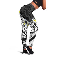 Hawaii Aloha Leggings Plumeria Vintage - Black