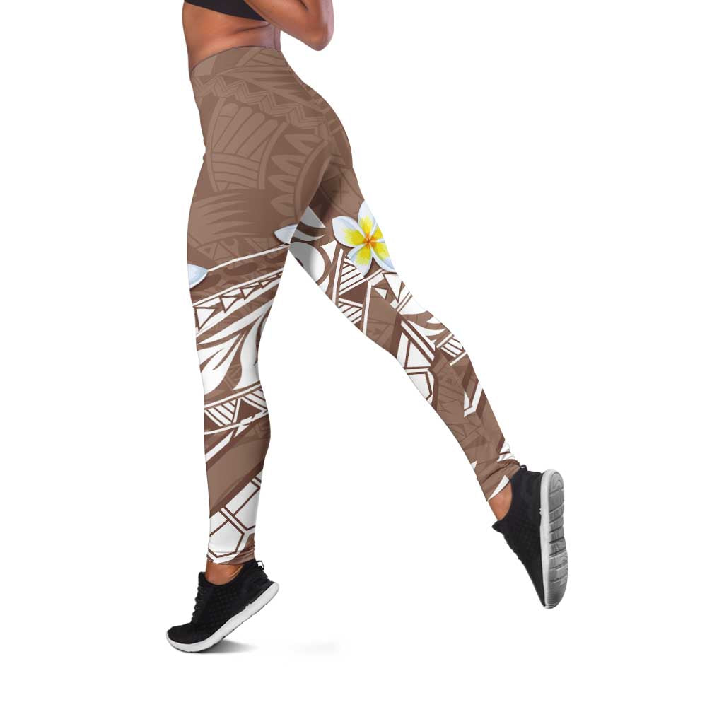 Hawaii Aloha Leggings Plumeria Vintage - Brown