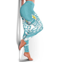 Hawaii Aloha Leggings Plumeria Vintage - Turquoise