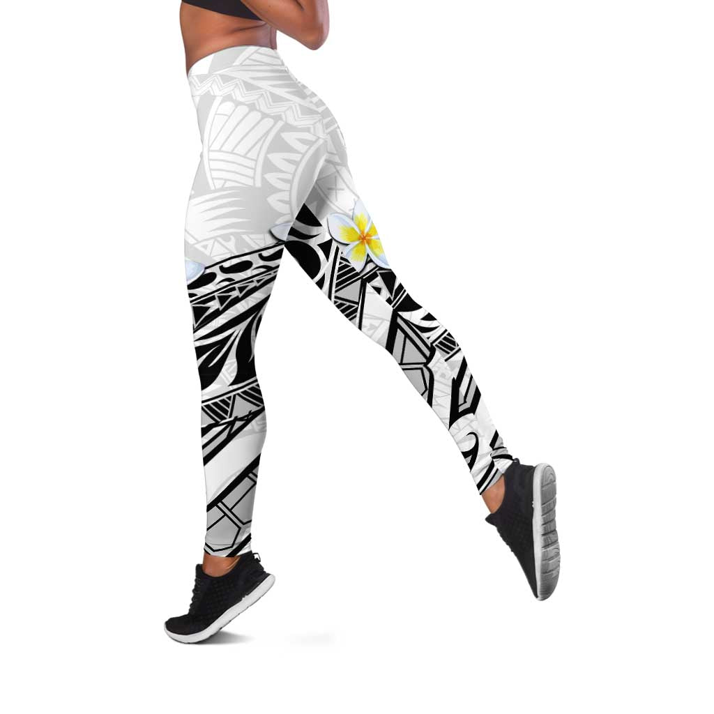 Hawaii Aloha Leggings Plumeria Vintage - White