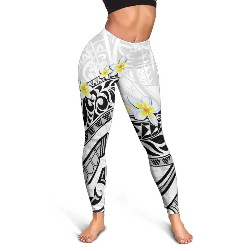 Hawaii Aloha Leggings Plumeria Vintage - White