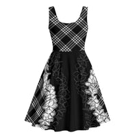 Hawaii Aloha Plumeria Lei Black Palaka Midi Dress - Polynesian Pride